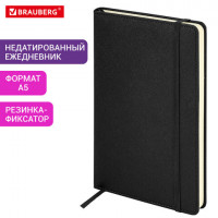 Ежедневник недатированный А5 138х213мм BRAUBERG Base, под кожу, 160л, черный, 116255