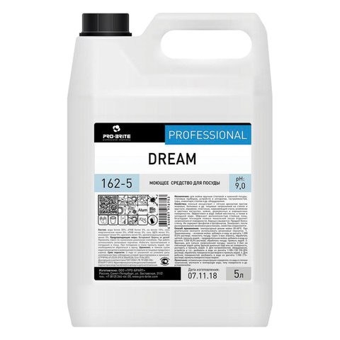 Средство для мытья посуды 5 л, PRO-BRITE DREAM, фруктовый аромат, нейтральное, концентрат, 162-5 по низкой цене оптом 