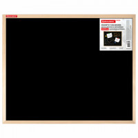 Доска для мела магнитная 60х90 см, черная, деревянная рамка, BRAUBERG Standard, 238804