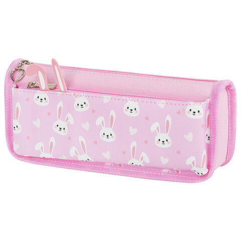 Пенал мягкий ЮНЛАНДИЯ, 2 отделения, полиэстер, Bunnies, розовый, 21х9х6 см, 272346 по низкой цене оптом 