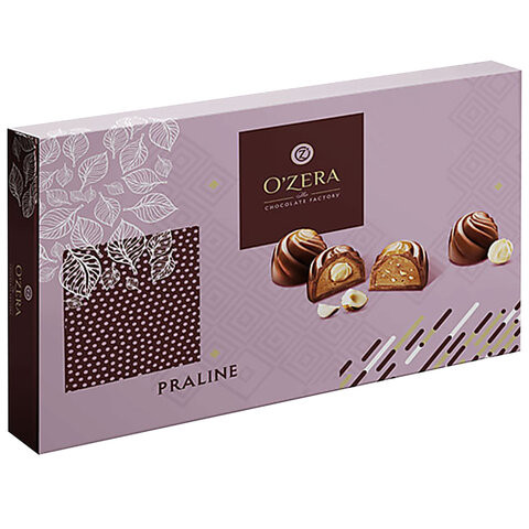Конфеты шоколадные O'ZERA "Praline" с дробленым и цельным фундуком, 190 г, картонная коробка, УК733 по низкой цене оптом 