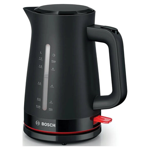 Чайник BOSCH TWK3M123, 1,7л, 2400Вт, закрытый нагревательный элемент, пластик, черный по низкой цене оптом Чайник BOSCH TWK3M123, 1,7л, 2400Вт, закрытый нагревательный элемент, пластик, черный по низкой цене оптом
