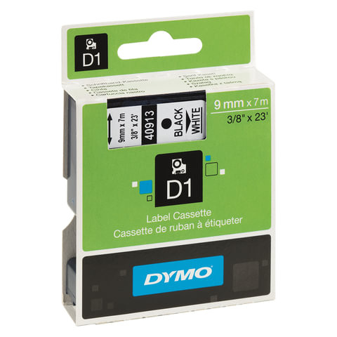 Картридж для принтеров этикеток DYMO D1, 9 мм х 7 м, лента пластиковая, чёрный шрифт, белый фон, S0720680 по низкой цене оптом Краснодар, Москва, Уфа, Казань, Барнаул, Владивосток, Хабаровск, Сахалин, Красноярск, Екатеренбург, 