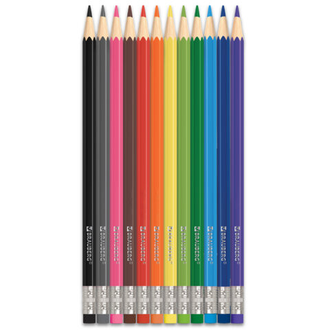 Карандаши цветные стираемые с ластиком BRAUBERG ERASABLE, 12 цветов, шестигранные, 182070 по низкой цене оптом Карандаши цветные стираемые с ластиком BRAUBERG ERASABLE, 12 цветов, шестигранные, 182070 по низкой цене оптом