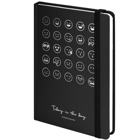 Ежедневник недатированный с резинкой А5 (145х203 мм), BRAUBERG, твердый, фольга, 128 л., "Emoji", 114567 по низкой цене оптом Ежедневник недатированный с резинкой А5 (145х203 мм), BRAUBERG, твердый, фольга, 128 л., "Emoji", 114567 по низкой цене оптом