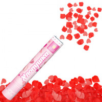 Хлопушка пневматическая 30 см "Сердечки и лепестки", бумага, розовый/красный, ЗОЛОТАЯ СКАЗКА, 592458