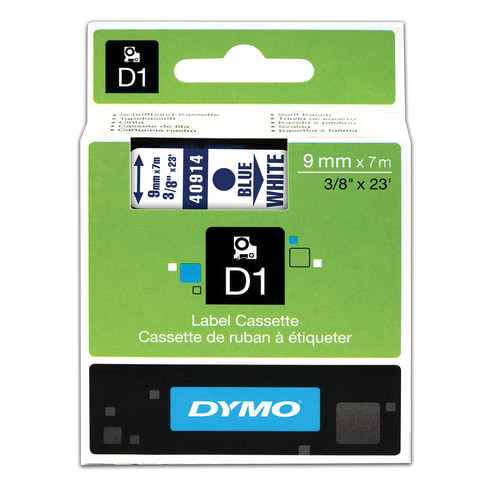 Картридж для принтеров этикеток DYMO D1, 9 мм х 7 м, лента пластиковая, голубой шрифт, белый фон, S0720690 по низкой цене оптом 