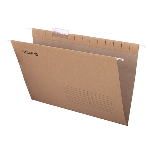 Подвесные папки A4/Foolscap (404х240 мм) до 80 л., КОМПЛЕКТ 10 шт., крафт-картон, STAFF, 270937 по низкой цене оптом 