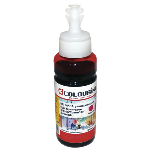 Чернила COLOURING для CANON /EPSON /HP /LEXMARK универсальные, пурпурные, 0,1 л, водные, 5180000090 по низкой цене оптом 