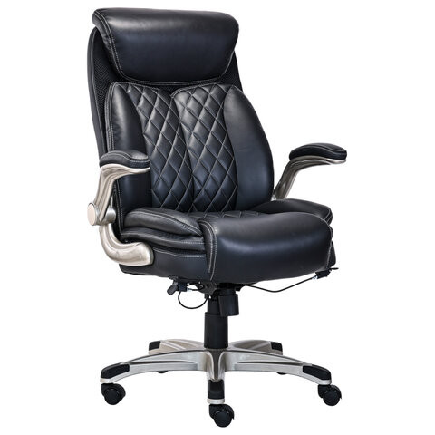 Кресло HAWASAN "Target EX-567", откидные подлокотники, рециклированная кожа, черное, 532974 по низкой цене оптом 