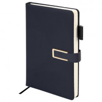 Ежедневник недатированный А5 143х210мм BRAUBERG Deluxe, под кожу, магнит 160л, черный, 117414, 117141