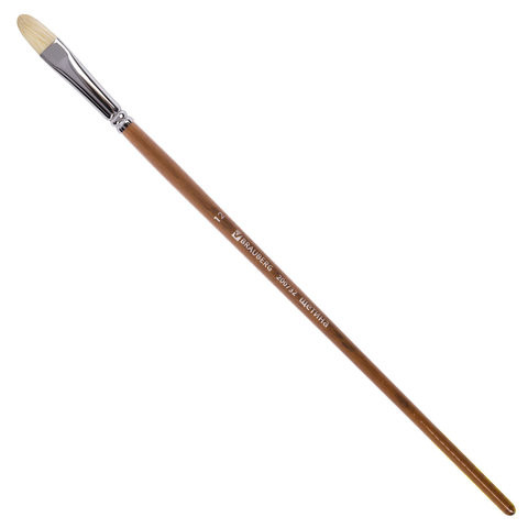 Кисть художественная профессиональная BRAUBERG ART CLASSIC, щетина, овальная, № 12, длинная ручка, 200732 по низкой цене оптом 