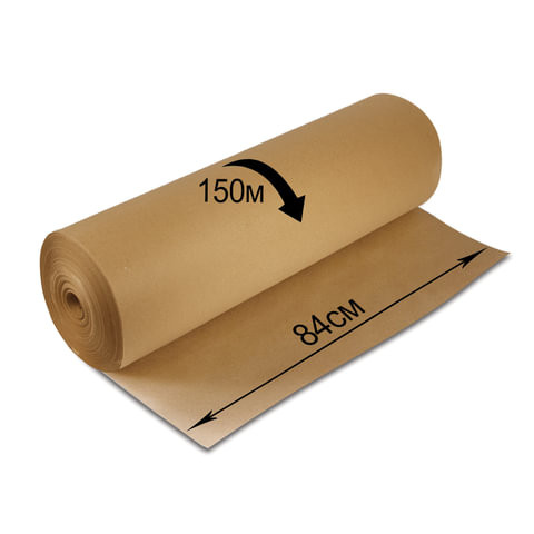 Крафт-бумага в рулоне, 840 мм x 150 м, плотность 78 г/м2, Марка А (Коммунар), BRAUBERG, 440147 по низкой цене оптом 