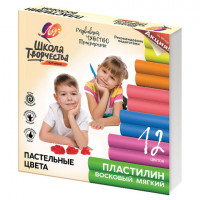 Пластилин восковой пастельный ЛУЧ "Школа творчества", 12 цветов, 180 г, картонная упаковка, 29С 1771-08