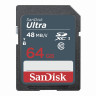Карта памяти SDXC, 64 GB, SANDISK Ultra, UHS-I U1, 48 Мб/сек. (class 10), DUNB-064G-GN3IN по низкой цене оптом 