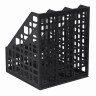 Лоток вертикальный для бумаг BRAUBERG "MAXI Plus", 240 мм, 3 отделения, сетчатый, сборный, черный, 237013 по низкой цене оптом 