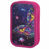 Пенал ЮНЛАНДИЯ, 2 отделения, ламинированный картон, блестки, 19х11 см, "Colorful butterfly", 270886 по низкой цене оптом 