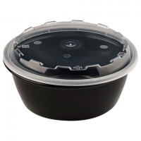 Контейнер одноразовый 950мл С КРЫШКОЙ круглый d172мм черный/прозрачный, ПП, ВЗЛП, ШК0, 1265Ч
