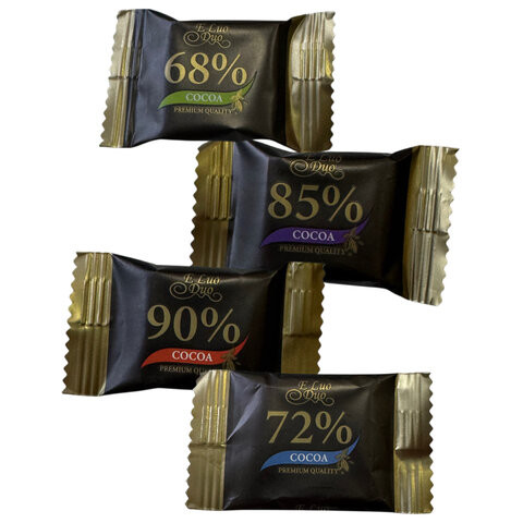 Шоколад порционный KONFESTA горький 68%, 72%, 85%, 90% какао, 1100 г (220 штук по 5 г) по низкой цене оптом Шоколад порционный KONFESTA горький 68%, 72%, 85%, 90% какао, 1100 г (220 штук по 5 г) по низкой цене оптом