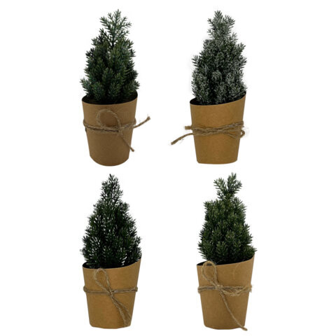 Ель новогодняя искусственная 16 см, с напылением, литой ПЭТ, ассорти, ЗОЛОТАЯ СКАЗКА, 592550