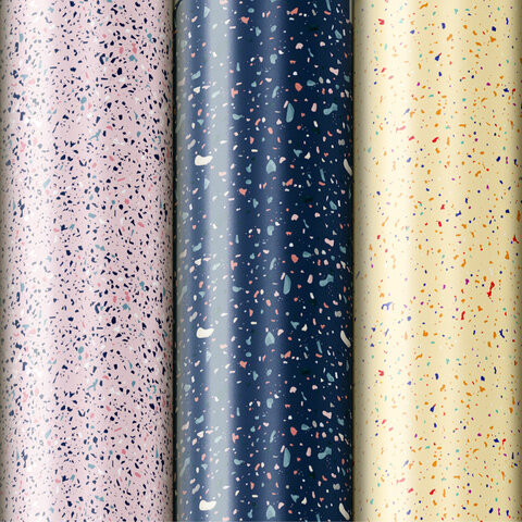 Бумага упаковочная мелованная НАБОР 3 шт., "Terrazzo", 70х100 см, 3 дизайна, ЗОЛОТАЯ СКАЗКА, 592066 по низкой цене оптом 