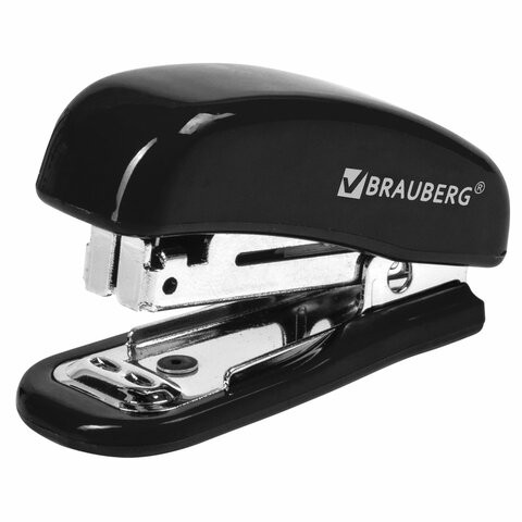Степлер №10 МИНИ BRAUBERG "Classic", до 12 листов, с антистеплером, черный, 222544 по низкой цене оптом 