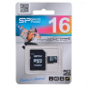 Карта памяти micro SDHC, 16 GB, SILICON POWER, 4 Мб/сек. (class 4), с адаптером, 16GBSTH004V10SP по низкой цене оптом 
