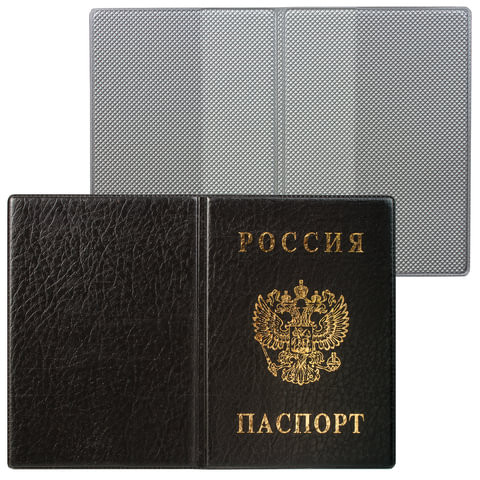 Обложка для паспорта с гербом, ПВХ, черная, ДПС, 2203.В-107 по низкой цене оптом 
