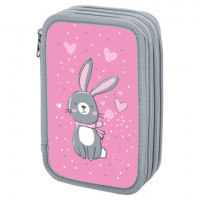 Пенал ПИФАГОР, 3 отделения, ламинированный картон, 19х11 см, "Adorable bunny", 270892