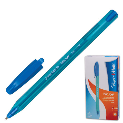 Ручка шариковая PAPER MATE "Inkjoy 100", ГОЛУБАЯ, корпус тонированный голубой, узел 1,2 мм, линия письма 1 мм, S0977340 по низкой цене оптом 
