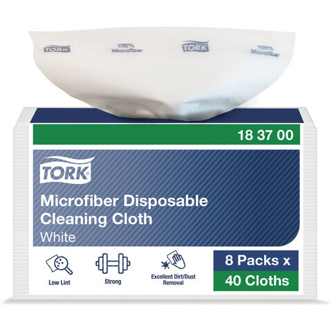 Салфетки для очистки (1 пачка 40 штук), микрофибра, 30х34 см, TORK, 60 г/м2, 183700 по низкой цене оптом 
