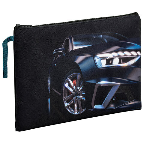 Папка для тетрадей BRAUBERG А4, 1 отделение, полиэстер, на молнии, с ручкой, Super car, 272171 по низкой цене оптом 