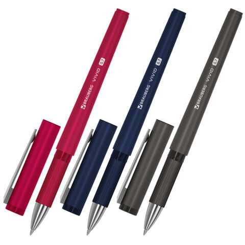 Ручка шариковая с грипом BRAUBERG "VIVID", СИНЯЯ, SOFT TOUCH покрытие, узел 0,7 мм, линия письма 0,35 мм, 144396 по низкой цене оптом Ручка шариковая с грипом BRAUBERG "VIVID", СИНЯЯ, SOFT TOUCH покрытие, узел 0,7 мм, линия письма 0,35 мм, 144396 по низкой цене оптом