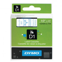 Картридж для принтеров этикеток DYMO D1, 12 мм х 7 м, лента пластиковая, голубой шрифт, прозрачный фон, S0720510