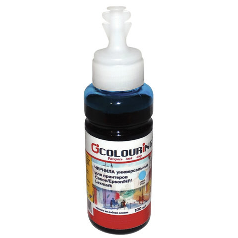 Чернила COLOURING для CANON /EPSON /HP /LEXMARK универсальные, светло-голубые, 0,1 л, водные, 5180000088 по низкой цене оптом 