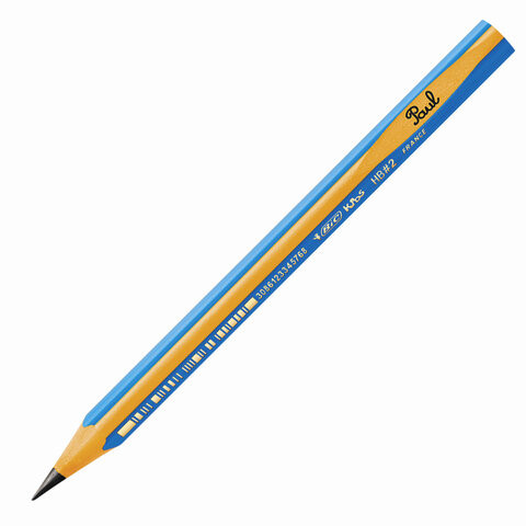 Карандаш чернографитный утолщенный BIC, 1 шт., "Kids Evolution", HB, трехгранный, корпус синий с желтым, заточенный, 919262 по низкой цене оптом 