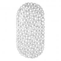 Коврик для ванны противоскользящий 69х35см, "Кольца", овальный, прозрачный, ПВХ, PRIMILA, 700372