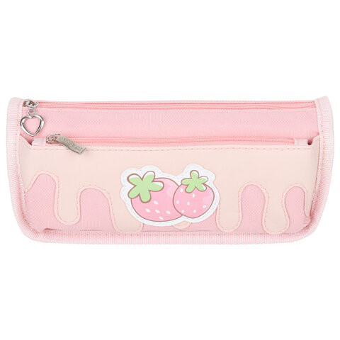 Пенал мягкий ЮНЛАНДИЯ, 2 отделения, полиэстер, "Strawberry shortcake", розовый, 21х9х6 см, 271577 по низкой цене оптом 
