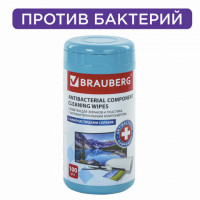 Салфетки АНТИБАКТЕРИАЛЬНЫЕ ДЛЯ ЭКРАНОВ И ПЛАСТИКА, ПЛОТНЫЕ, BRAUBERG, 13x17 см, 100 шт., 513476