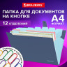 Папка-органайзер на кнопке 12 отделений, BRAUBERG Extra, А4, синяя с голубым, 271933 по низкой цене оптом Краснодар, Москва, Уфа, Казань, Барнаул, Владивосток, Хабаровск, Сахалин, Красноярск, Екатеренбург, 
