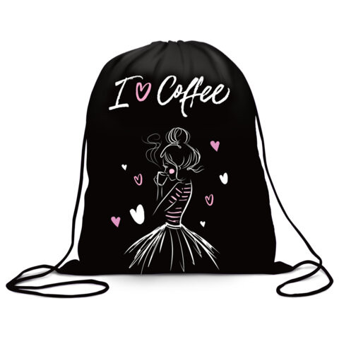 Мешок для обуви BRAUBERG, с петлёй, карман на молнии, полиэстер, 47х37 см, "I love coffee", 270908 по низкой цене оптом 