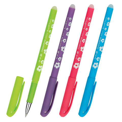 Ручка стираемая гелевая BRUNO VISCONTI, "Цветочки", СИНЯЯ, корпус ассорти, узел 0,5 мм, линия письма 0,4 мм, 20-0202 по низкой цене оптом 