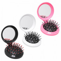 Расческа для волос массажная "2 в 1", 6,5см с зеркалом, компактная цвета АССОРТИ, MONTE VITA, 457425