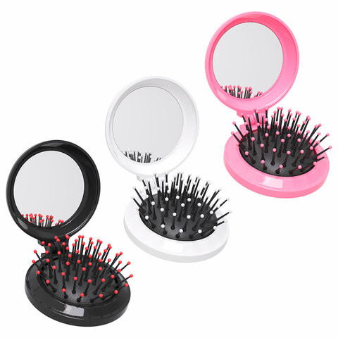 Расческа для волос массажная "2 в 1", 6,5см с зеркалом, компактная цвета АССОРТИ, MONTE VITA, 457425 по низкой цене оптом Расческа для волос массажная "2 в 1", 6,5см с зеркалом, компактная цвета АССОРТИ, MONTE VITA, 457425 по низкой цене оптом