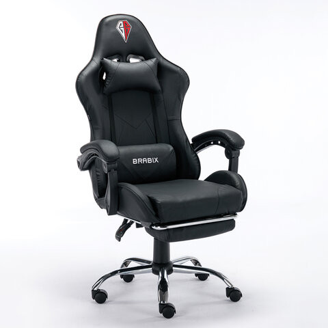Кресло компьютерное BRABIX "Dexter GM-135", подножка, две подушки, экокожа, черное, 532800 по низкой цене оптом 