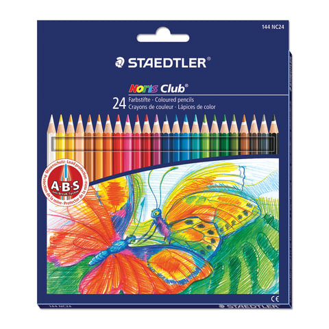 Карандаши цветные STAEDTLER (Германия) "Noris club", 24 цвета, заточенные, европодвес, 144 NC24 по низкой цене оптом 