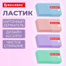 Ластик BRAUBERG PASTEL MATTE, 50х24х10 мм, ЭКО-ПВХ, прямоугольный, картонный рукав, ассорти, 272729 - Ластики | СнабС
