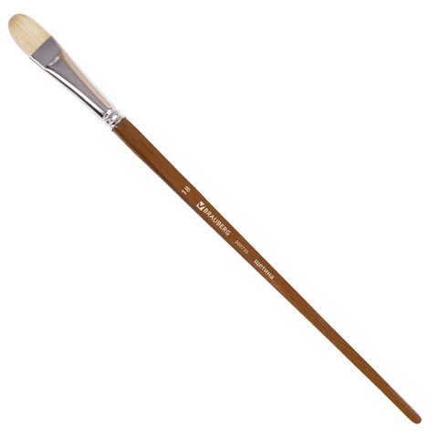 Кисть художественная профессиональная BRAUBERG ART CLASSIC, щетина, овальная, № 18, длинная ручка, 200735 по низкой цене оптом 
