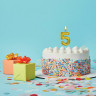 Свеча-цифра для торта "5" золотая с глиттером, 6 см, ЗОЛОТАЯ СКАЗКА, на шпажке, в блистере, 591418 по низкой цене оптом Краснодар, Москва, Уфа, Казань, Барнаул, Владивосток, Хабаровск, Сахалин, Красноярск, Екатеренбург, 