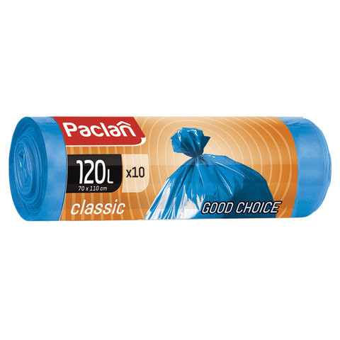 Мешки для мусора 120 л, синие, в рулоне 10 шт., ПНД, 20 мкм, 110х70 см, PACLAN "Classic" по низкой цене оптом 